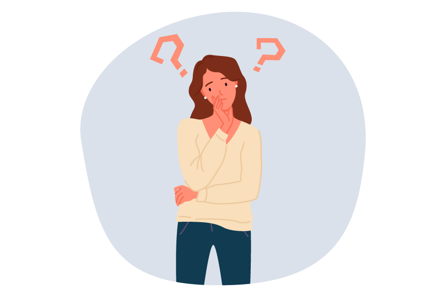 ilustración de una mujer dudando